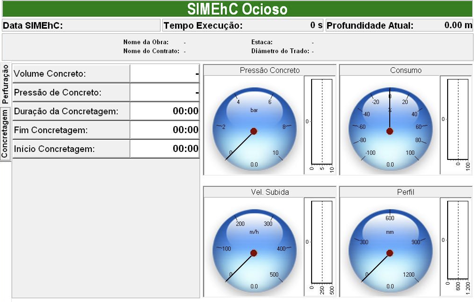 Tela de monitoramento remoto da concretagem